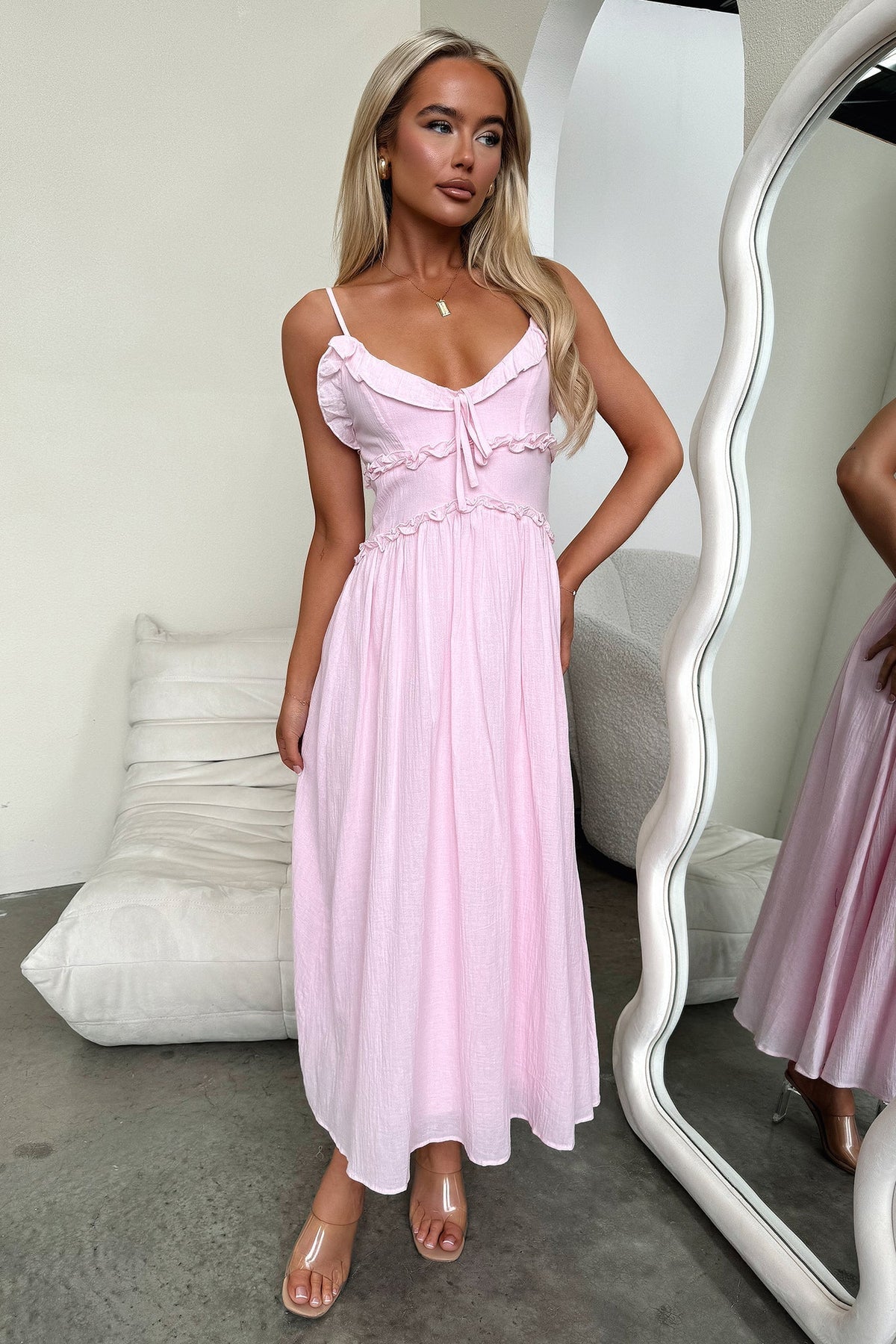Nicola Midi Dress - Baby Pink