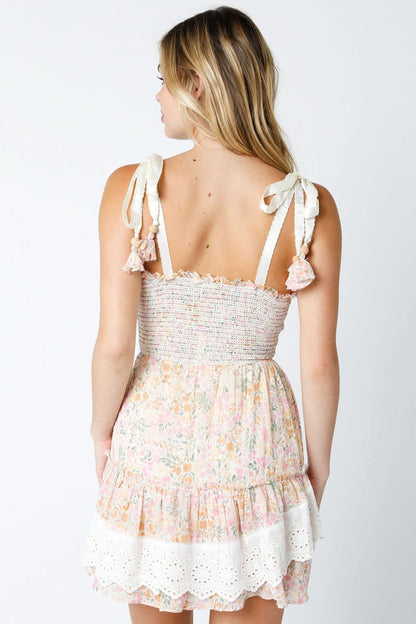 Riley Pink Floral Eyelet Bustier Mini Dress