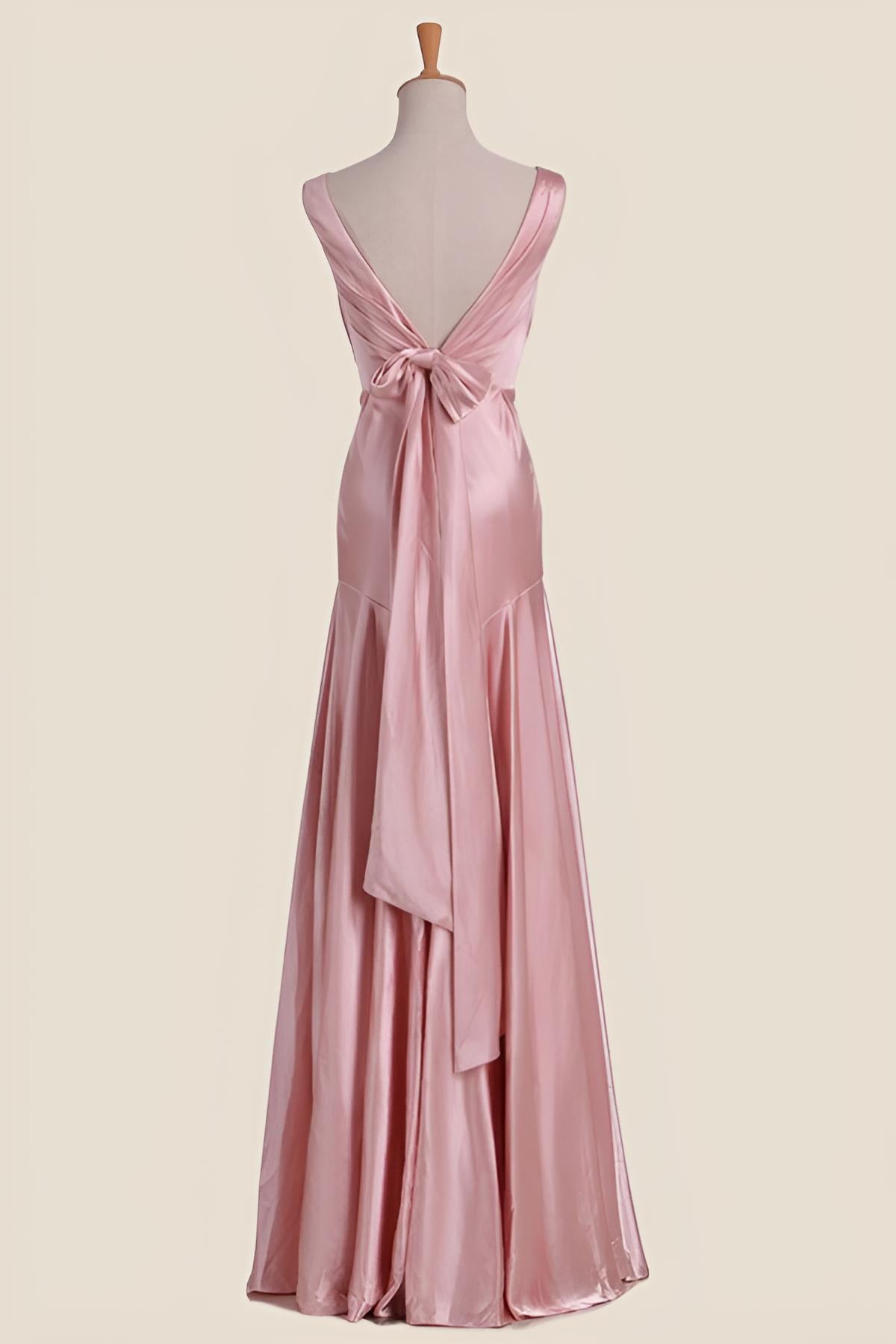 Pink V Neck Sheath Long Party Dress