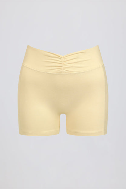 Ruched Mini Shorts in Lemon Marl