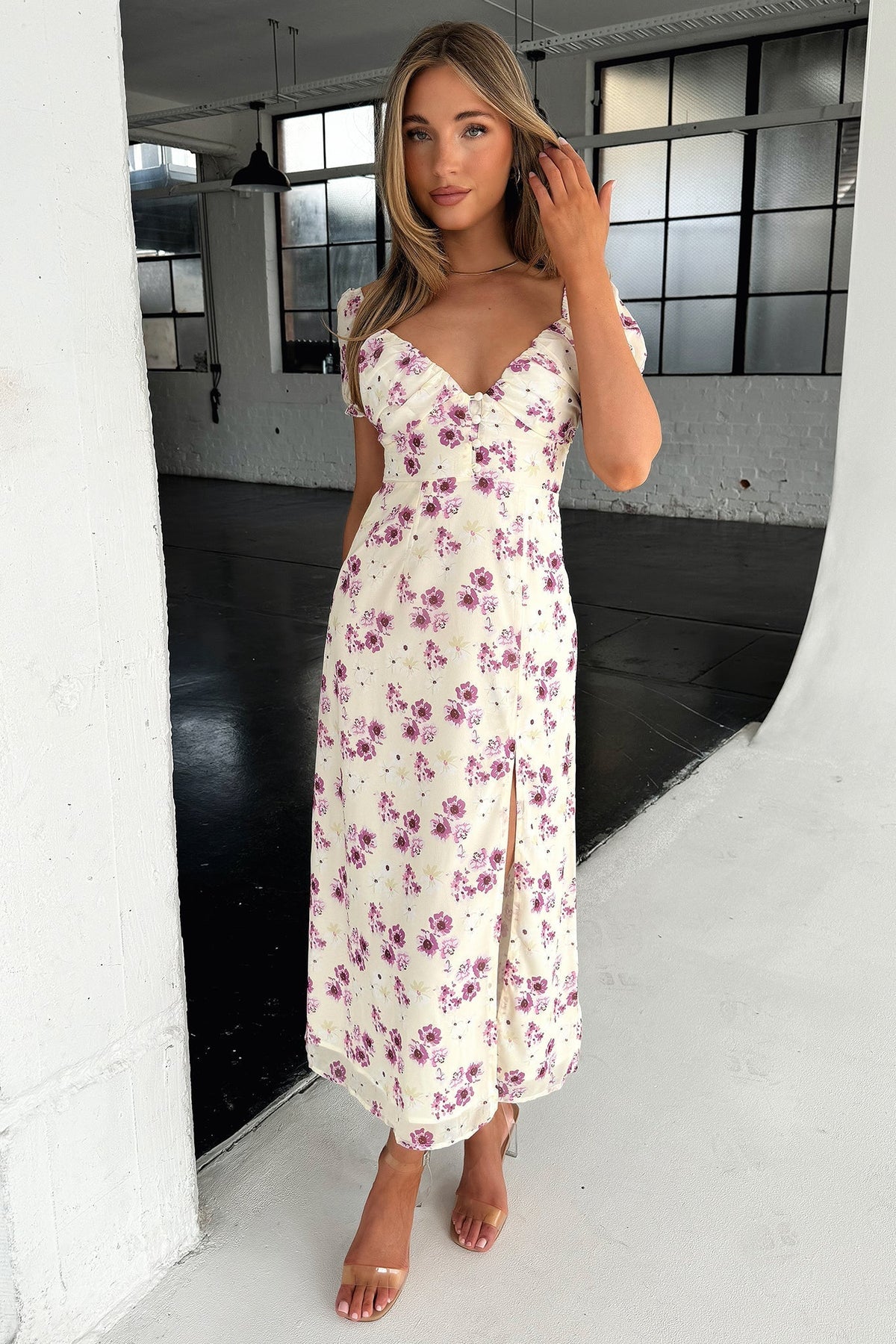 Solem Midi Dress - Yellow Floral