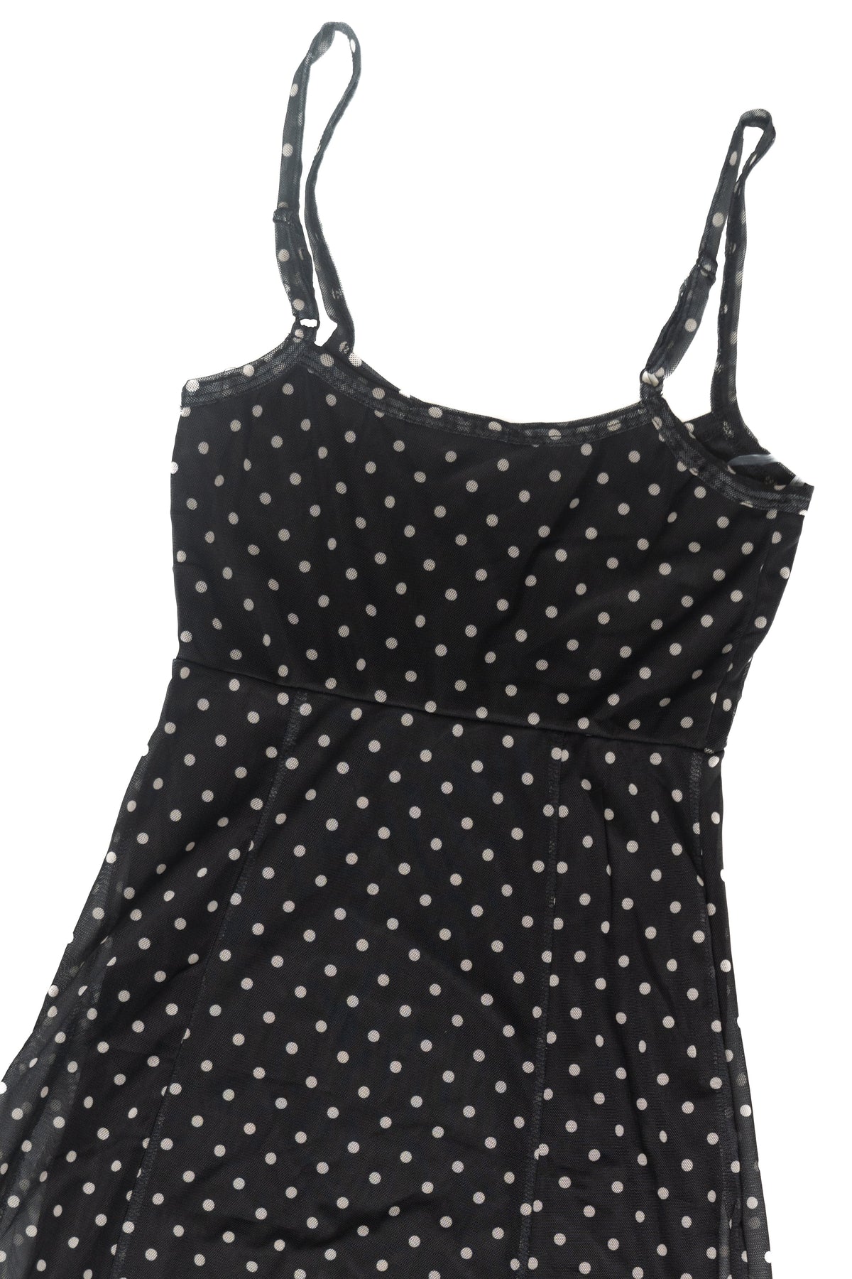 Mesh Dot Fit and Flare Maxi Dress