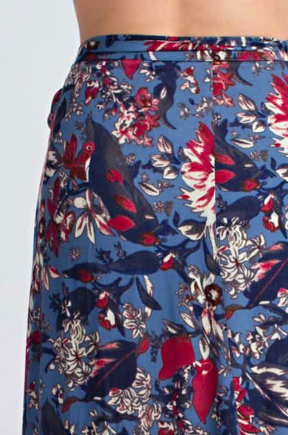 Rory Blue Floral Maxi Wrap Skirt